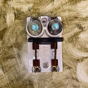Antique KNOX Porcelain 2 Pole Copper Knife Switch 30 Amp 125V Fuse Holder